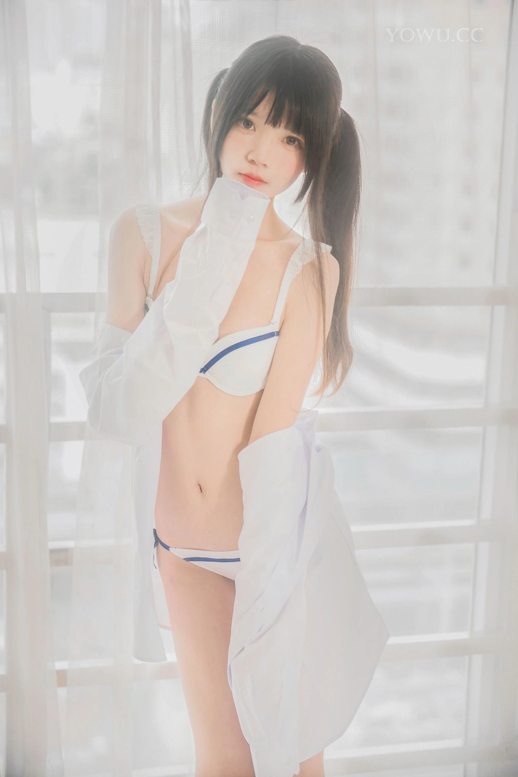 桜桃喵 – 白衬衫双马尾少女私房写真 完美诠释了清纯妹子的新定义
