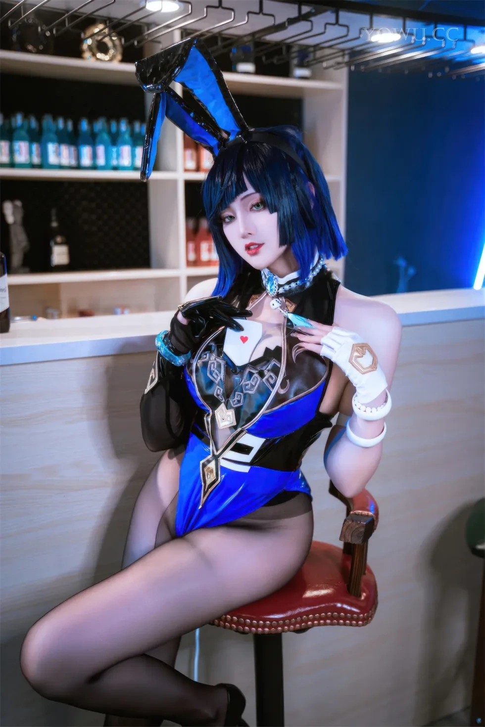 Natsuko夏夏子Cosplay原神夜兰 黑丝兔娘御姐风