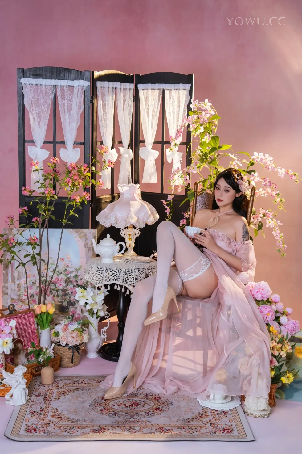 奈汐酱nice 《粉红茶事》唯美古风写真在线欣赏