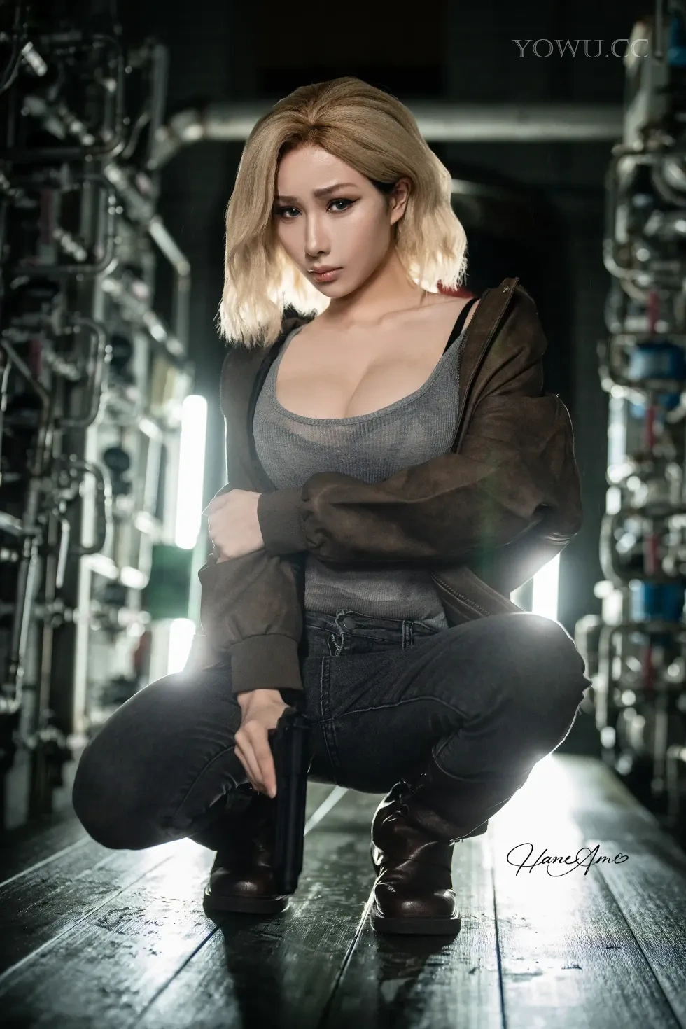雨波HaneAme Cosplay生化危机安魂曲车库暗黑风