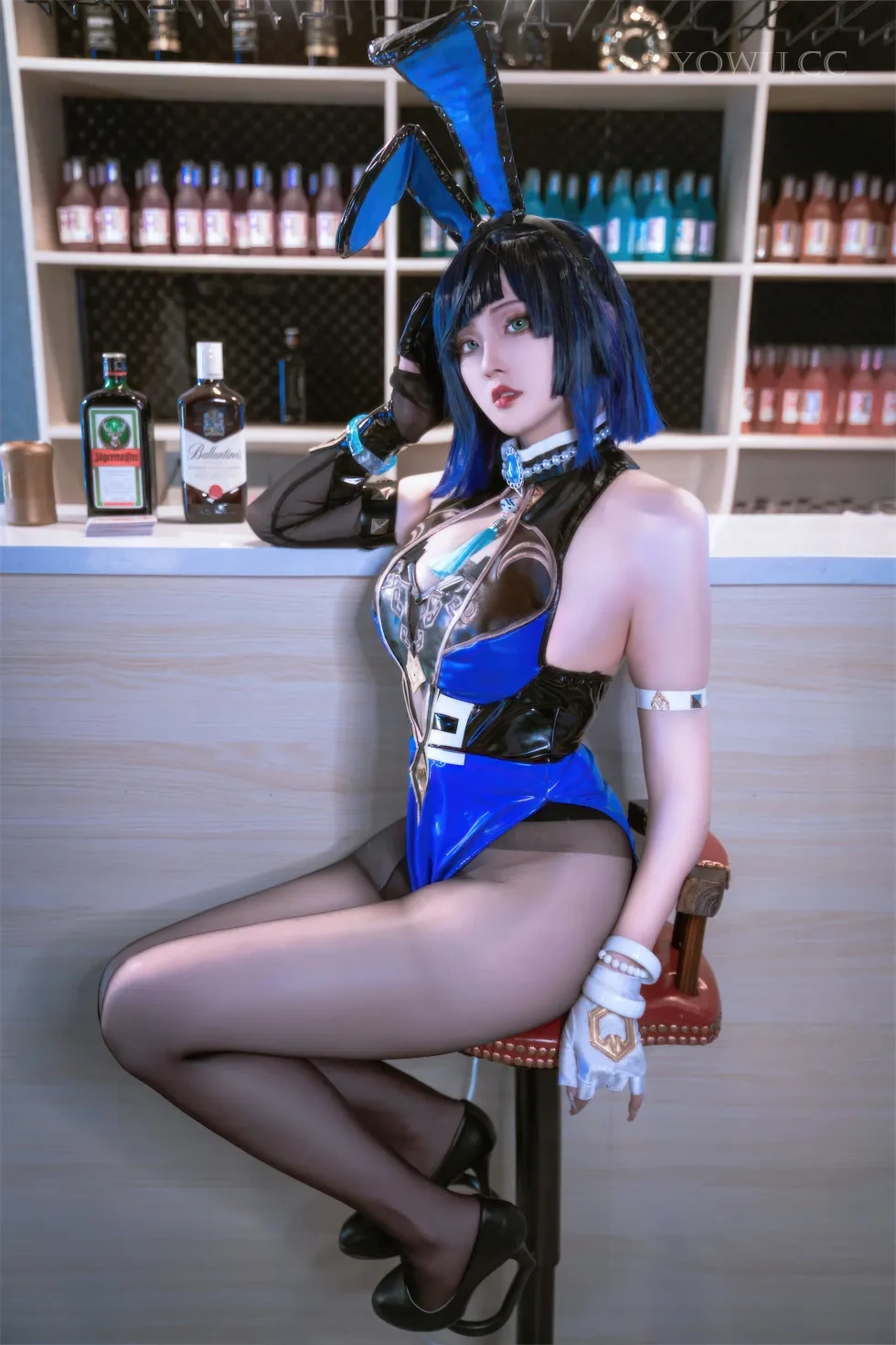 Natsuko夏夏子Cosplay原神夜兰 黑丝兔娘御姐风